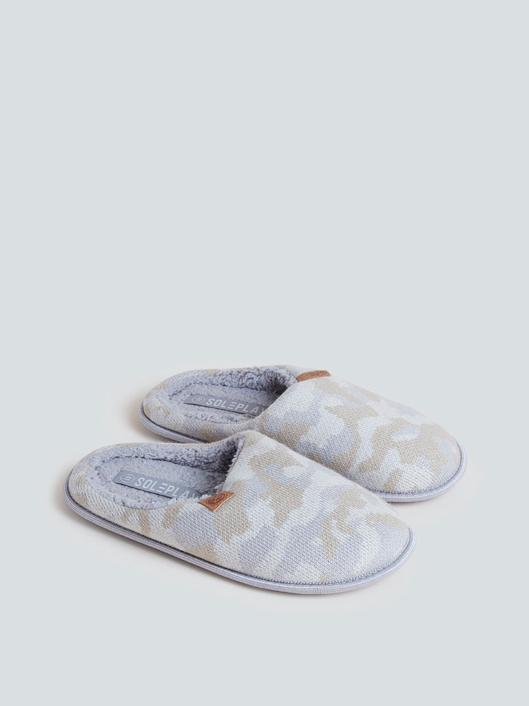 SOLEPLAY Taupe Abstract Pattern Bedroom Slippers